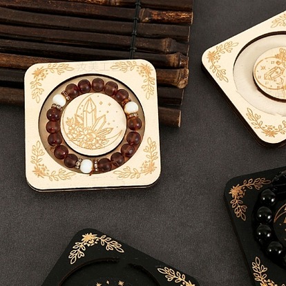 Square Wooden Bracelet Display Tray, Decorative Bangle Tray