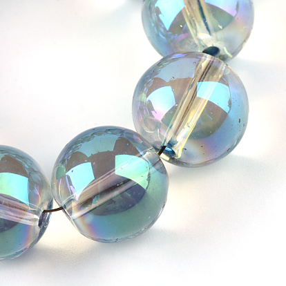 Perles en verre electroplate, ronde, 9.5x10.5mm, Trou: 1.5mm, Environ 82 pcs/chapelet, 29.9 pouce