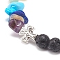 Natural & Synthetic Gemstone Chips Stretch Bracelet with Alloy Cross, 7 Chakra Jewelry for Women