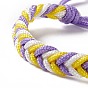 Bracelet cordon tressé vague polyester, bracelet réglable pour femme
