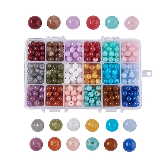 18 Colors Acrylic Imitation Gemstone Beads, Round