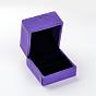 Boîtes à bagues carrées en velours, motif de fleur, coffrets cadeaux de bijoux, 6x6x5 cm