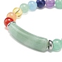 Natural Mixed Gemstone Rectangle Beaded Stretch Bracelet, Chakra Yoga Jewelry for Women