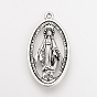 Colgantes de la aleación de estilo tibetano, medalla milagrosa, 1830 la bendita Virgen María, sin plomo y cadmio, oval