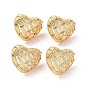 Cubic Zirconia Heart Stud Earrings, Real 18K Gold Plated Brass Jewelry for Women