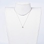 Brass Micro Pave Cubic Zirconia Pendant Necklaces, with Brass Cable Chains and Lobster Claw Clasps, Packing Box