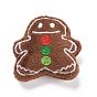 Cotton Doll Ornament Accessories, with Non-Woven Fabric & Velvet Finding, for DIY Brooch, Bag, Socks, Scarves, for Christmas, Gingerbread Man