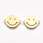 201 Stainless Steel Links Connectors, Laser Cut Links, Flat Round with Smiling Face
