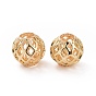 Brass Hollow Beads, Long-Lasting Plated, Round