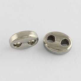 304 Stainless Steel Spacer Beads, Oval, 7x9x3mm, Hole: 2mm