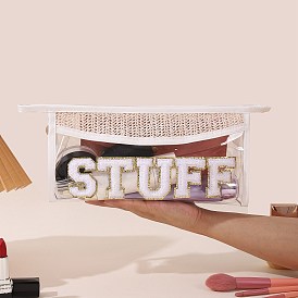 Word STUFF Transparent PVC Waterpoof Zipper Makeup Storage Bag, Multi-functional Travel Wash Bag