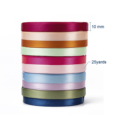 Ruban de satin, 3/8 pouces (10 mm), 25yards / roll (22.86m / roll), 10 rouleaux / groupe, 250 yards / groupe