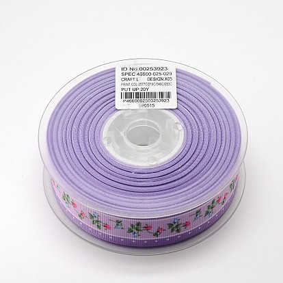 Flower Printed Grosgrain Ribbons, 1 inch(25mm), about 100yards/roll(91.44m/roll)