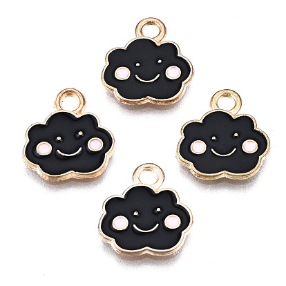 Alloy Enamel Charms, Cloud, with Smile Face