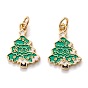 Real 18K Gold Plated Brass Enamel Pendants, with Jump Ring, for Christmas, Christmas Tree