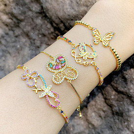 Butterfly Crystal Bracelet with Colorful Zircon Stone - Original Design, Feng Shui.