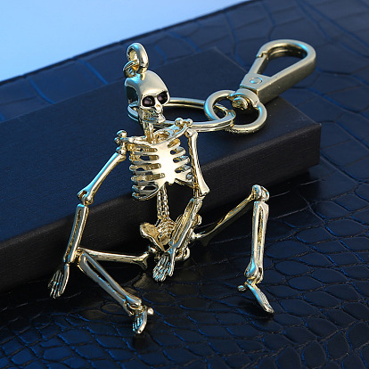 Alloy Pendant Keychain, with Alloy Findings and Lobster Claw Clasps, Skeleton