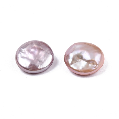 Natural Baroque Keshi Pearl Beads, Freshwater Pearl Beads, No Hole, Flat Round
