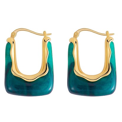 Boucles d'oreilles créoles épaisses rectangle acrylique, cadeaux minimalistes de bijoux en alliage d'or pour les femmes