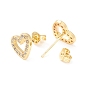 Clear Cubic Zirconia Open Heart Stud Earrings, Brass Jewelry for Women, Cadmium Free & Nickel Free & Lead Free