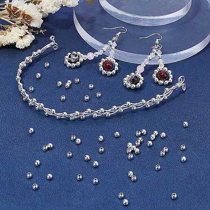 304 perles rondes serties en acier inoxydable, pour la fabrication de bijoux artisanaux