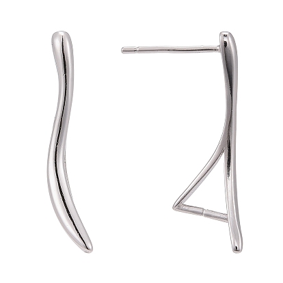925 Sterling Silver Stud Earring Findings, with Bar Links and Ice Pick Pinch Bail, with 925 Stamp