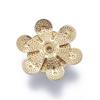 Tono de oro casquillos del grano de cobre amarillo, con diamantes de imitación y esmalte, flor