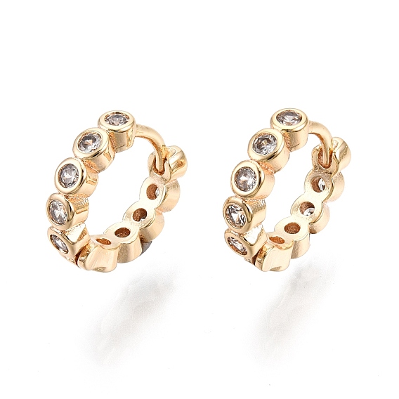 Clear Cubic Zirconia Hoop Earrings, Brass Jewelry for Women, Nickel Free
