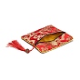 Pochette cadeau de sac de bijoux de fermeture éclair de gland de brocart chinois, carré avec motif de fleurs