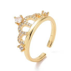 Прозрачная корона из кубического циркония, открытое кольцо-манжета, украшения из латуни для женщин, без кадмия и без свинца