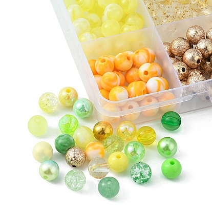 Kit de fabrication de bracelet extensible bricolage, y compris des perles rondes en acrylique et en plastique imitation perles, fil élastique