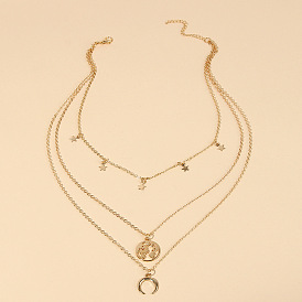 Стильное женское ожерелье с подвеской в виде полумесяца — сексуальная многослойная цепочка на шею с европейскими и американскими модными украшениями от аксессуаров w li meng