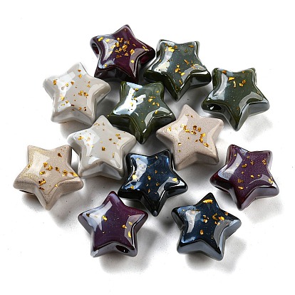 Opaque Acrylic Beads, with Gold Foil, Star