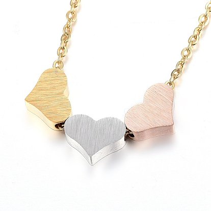 304 Stainless Steel Pendant Necklaces, with Lobster Clasp, Heart