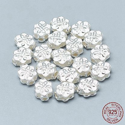 925 Sterling Silver Beads, Flower with Knot