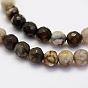Natural Agate Beads Strands, Round, Dyed & Heated, Faceted