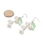 ABS Plastic Flower of Life with Shell Pearl Beaded Dangle Earrings, 304 Stainless Steel Long Tassel Drop Earrings for Women