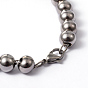 304 Stainless Steel Ball Chain Bracelets, with Lobster Claw Clasps, 205mm