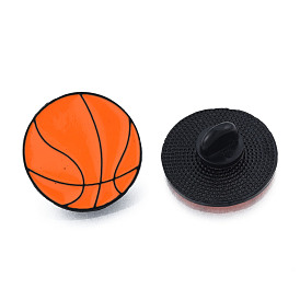 Broche en émail de basket-ball, insigne de thème de sport en alliage plaqué noir d'électrophorèse pour les vêtements de sac à dos, sans nickel et sans plomb