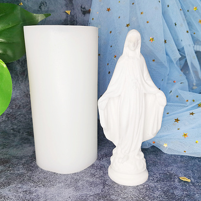 Moldes de velas de silicona diy con tema religioso de la Virgen María, para hacer velas perfumadas