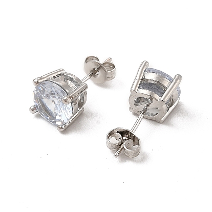 Boucles d'oreilles clous d'oreilles en diamant avec oxyde de zirconium transparent, bijoux en laiton de placage de rack pour les femmes, sans cadmium et sans plomb