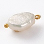 Pendentifs naturels de perles de keshi, avec cabochons en alliage et boucles en laiton, pépites avec hippocampe