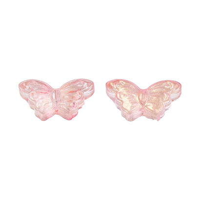 Perlas de vidrio pintado en aerosol transparente, con polvo del brillo, mariposa