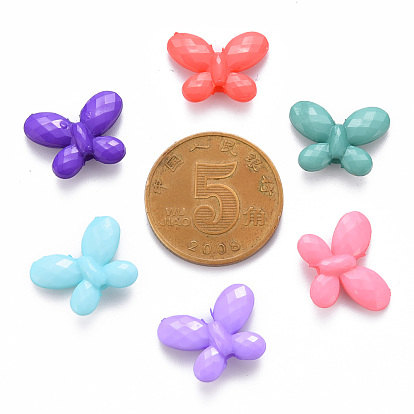 Opaque Acrylic Beads, Faceted, Butterfly