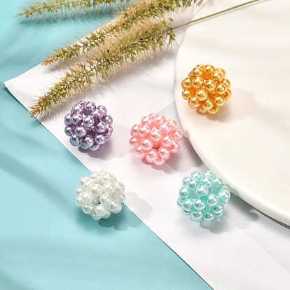 Perles tissées rondes, avec perles de cuisson en verre perlé peintes au four, rondes