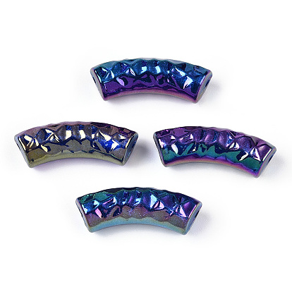 Acrylic Tube Beads, Curved Tube, AB Color Plated, Faceted