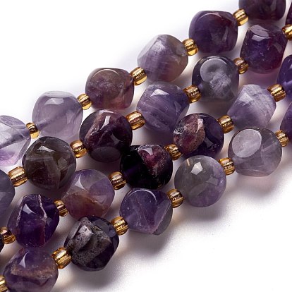 Natural Amethyst Beads Strand, with Seed Beads, Six Sided Celestial Dice