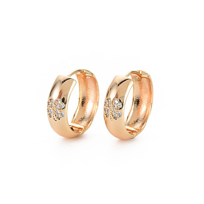 Массивные серьги-кольца Huggie из латуни с покрытием 18k, прозрачные серьги-кольца с кубическим цирконием и цветочным узором для женщин, без никеля 