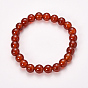 Natural Carnelian(Dyed) Beaded Stretch Bracelets, Grade A, Dyed, Round