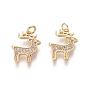 Encantos de bronce, con circonita cúbica transparente y anillos de salto, reno de navidad / ciervo